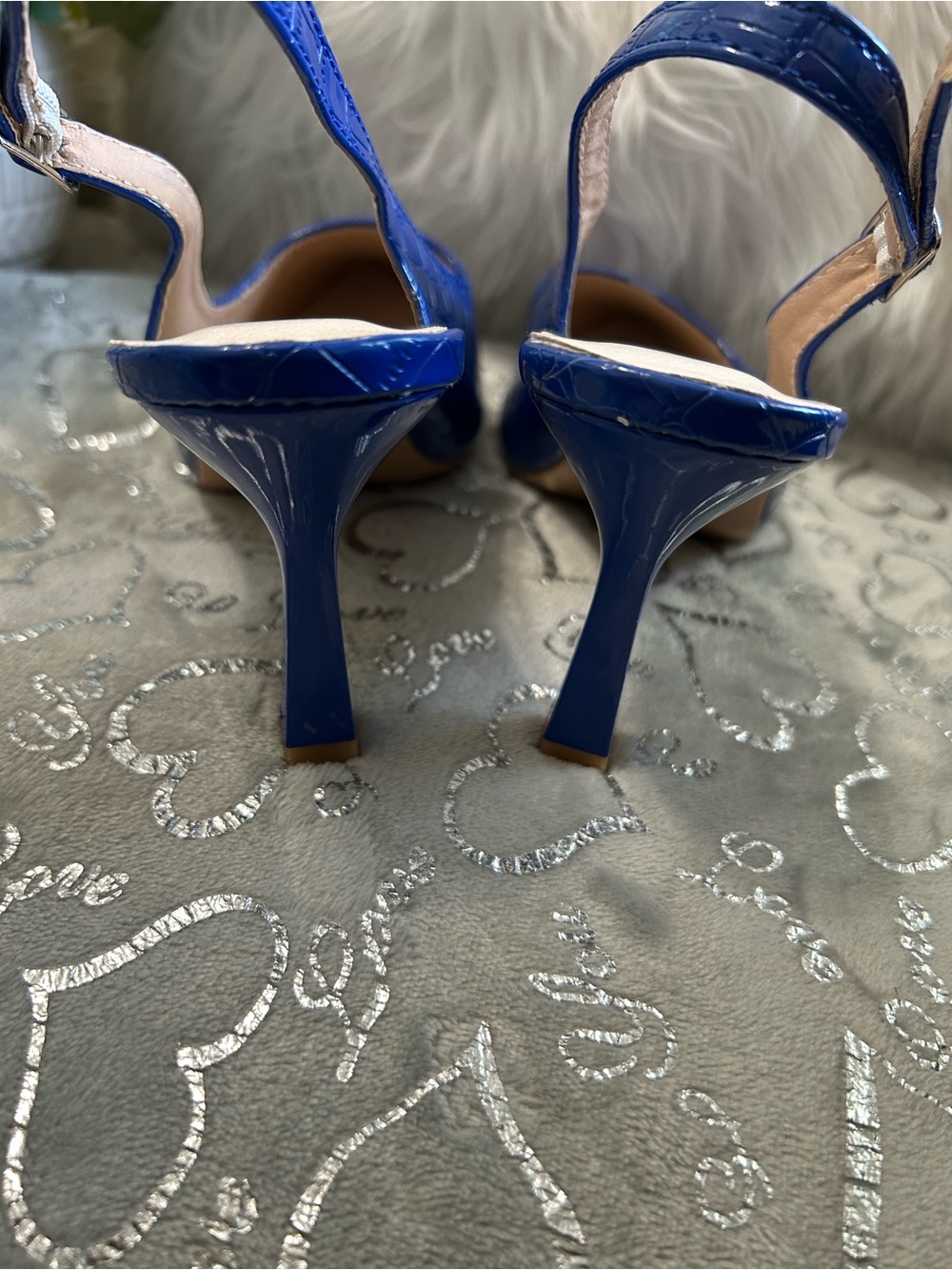NEW Croc-Embossed Slingback Pointed Toe Flats - Royal Blue, Size 11 - Picture 5 of 6